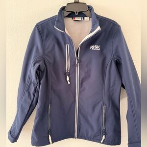 NWOT CLIQUE Men's Polyester Shell Full Zip Jacket Navy Small Risk Strategies